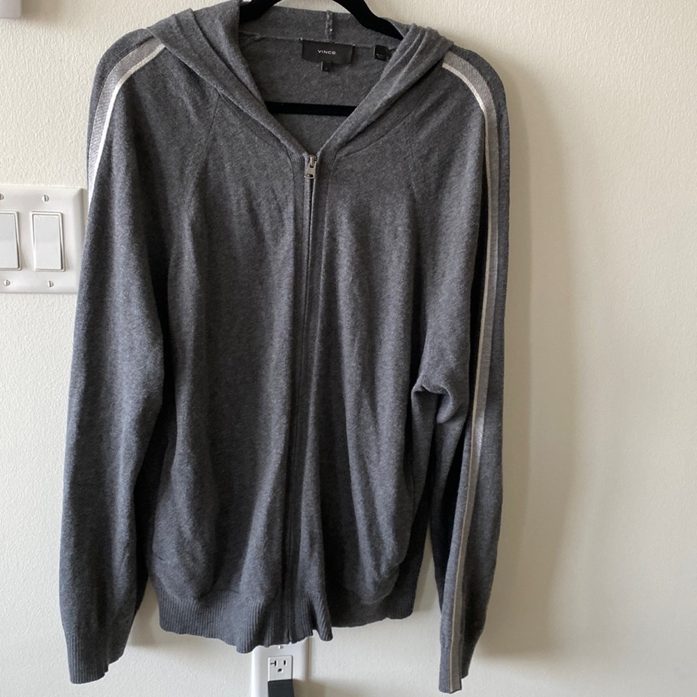 Vince | Mens Large | Cotton Cashmere Gray Zip Hoodie Casual Stretch $385 Retail